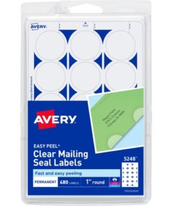 Avery® Avery Printable Mailing Seals, Clear, 1" Diameter, 480 Labels (5248)