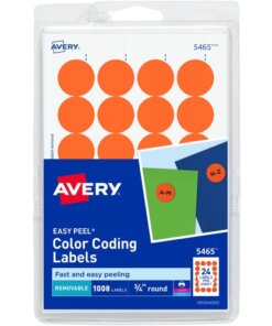 Orange Avery® Color-Coding Labels, Removable Adhesive, 3/4" Diameter, 1,008 Labels