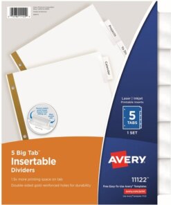 Avery® Big Tab Insertable Dividers - Reinforced Gold Edge