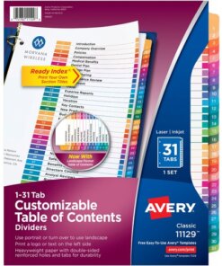 Avery® Ready Index 1-31 Tab Custom TOC Dividers