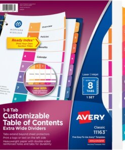 Avery® Ready Index Extra-Wide Binder Dividers - Customizable Table of Contents