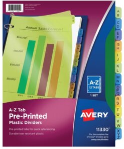 Avery® Preprinted A-Z Plastic Dividers