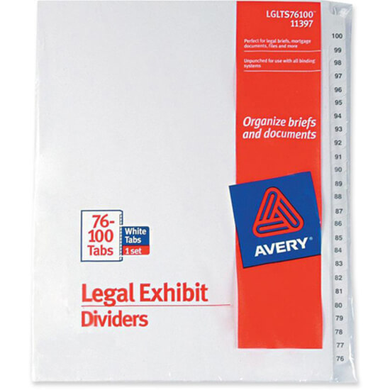 Avery® Premium Collated Legal Exhibit Dividers with Table of Contents Tab - Avery Style