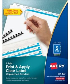 Avery® Print & Apply Label Unpunched Dividers - Index Maker Easy Apply Label Strip