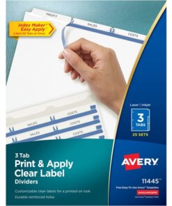 Avery® Print & Apply Clear Label Dividers - Index Maker Easy Apply Label Strip