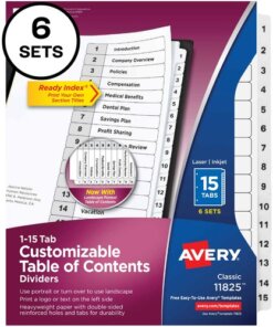 Avery® 15-tab Custom Table of Contents Dividers