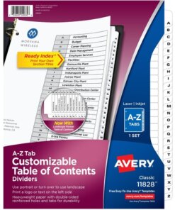Avery® A-Z Black & White Table of Contents Dividers