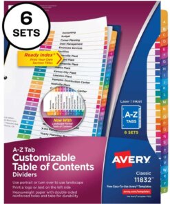 Avery® A-Z Customizable Multicolor TOC Dividers