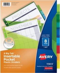 Avery® Big Tab Insertable Plastic Dividers w/Pockets