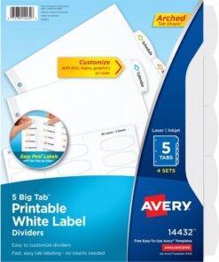Avery® Big Tab Printable Label Dividers, Easy Peel Labels, 5 Tabs