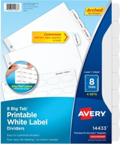Avery® Big Tab Printable Label Dividers, Easy Peel Labels, 8 Tabs
