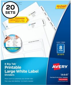 Avery® Big Tab Printable Large White Dividers with Easy Peel, 8 Tabs