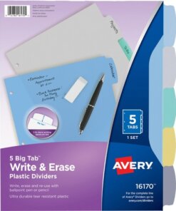 Avery® Big Tab Write & Erase Durable Dividers, 5 Multicolor Tabs