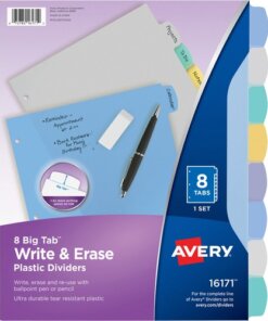 Avery® Big Tab Write & Erase Durable Plastic Dividers, 8 Multicolor Tabs, 1 Set