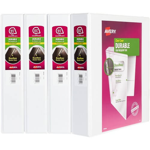 Avery® Durable View 3 Ring Binder 4 pack