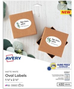 Avery® Easy Peel Oval Labels, 22564, 2-1/2"W x 1-1/2"D, White, Pack Of 450