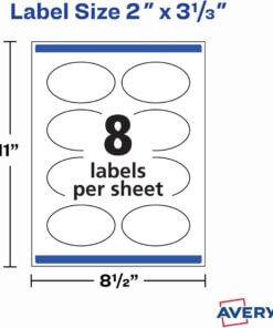 Avery® Printable Blank Oval Labels, 22570, 3-5/16”W x 3”D, White, Pack Of 200 Labels