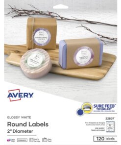 Avery® Glossy White Printable Round Labels with Sure Feed™ Technology