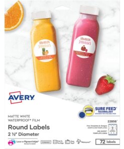 Avery® Durable Waterproof Labels, 2.5" Diameter, 72 Total