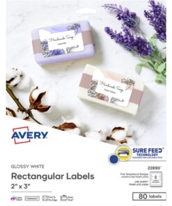 Avery® Glossy White Labels, 2" x 3" , 80 Labels (22890)