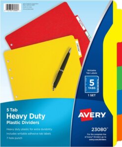 Avery® Plastic Tab Dividers w/ White Labels