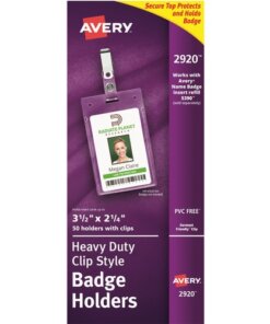 Avery® Heavy-Duty Secure Top Clip-Style Badge Holders