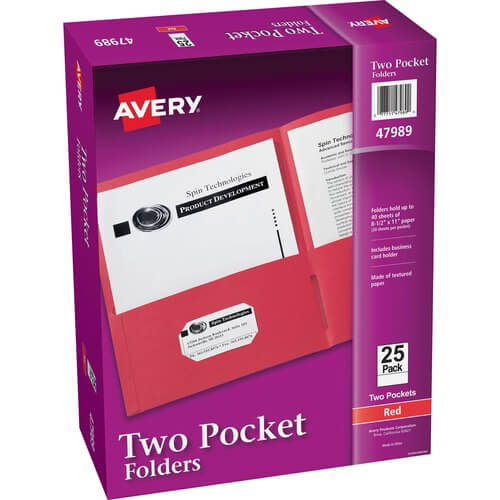 red Avery® Letter Pocket Folder