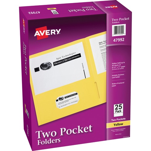 Yellow Avery® Letter Pocket Folder