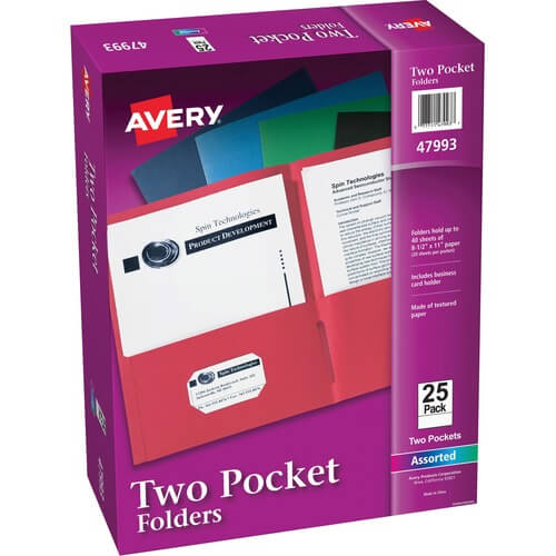 Assorted Avery® Letter Pocket Folder