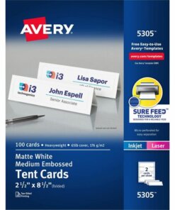 Avery® Printable Embossed Tent Cards - Uncoated - 2-Sided Printing