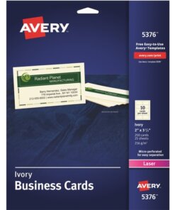 Avery® 2" x 3.5" Ivory Business Cards, Sure Feed? Technology, Laser, 250 Cards (5376)