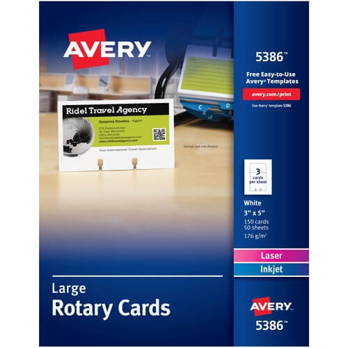 Avery® Laser, Inkjet Printable Rotary Card - White - Index Card - 3" x ...