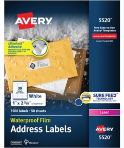 Avery® 1" x 2-5/8" Labels, Ultrahold, 1,500 Labels (5520)