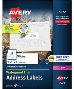 Avery® 1-1/3" x 4" Labels, Ultrahold, 700 Labels (5522)