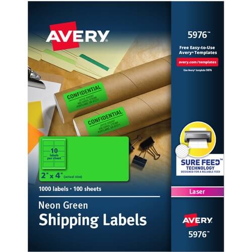 Avery® High Visibility Neon Shipping Labels