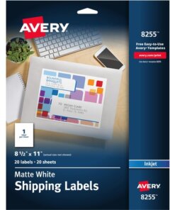Avery® White Shipping Labels, 8-1/2" x 11" , 20 Labels (8255)