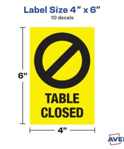 Avery® Surface Safe TABLE CLOSED Preprinted Decals