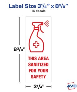 Avery® Surface Safe THIS AREA SANITIZED Decals