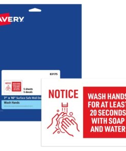 Avery® Surface Safe NOTICE WASH HANDS Wall Decals