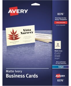 Avery® 2" x 3.5" Ivory Business Cards, Sure Feed(TM), 250 (8376)