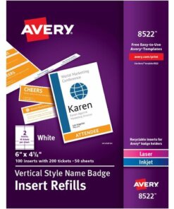 Avery® Vertical Style Name Badge with Insert Refills