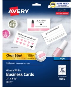 Avery® Clean Edge Business Cards, 2" x 3.5" , Glossy, 200 (08859)