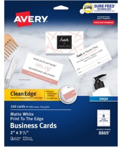 Avery® Clean Edge Business Cards, 2" x 3.5" , White, 160 (08869)
