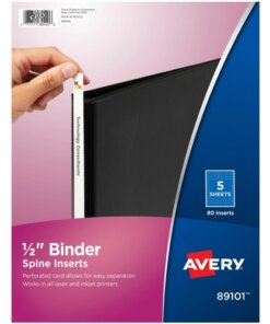 Avery(R) Binder Spine Inserts, 1/2 Inch Binders, 80 Inserts (89101)