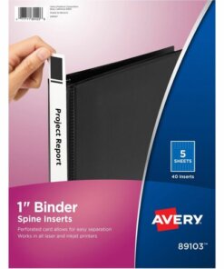 Avery(R) Binder Spine Inserts, 1 Inch Binders, 40 Inserts (89103)