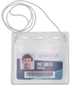 Advantus Horizontal ID Card Holder with Neck Cord