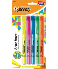 BIC Brite Liner Highlighter, Assorted, 5 Pack