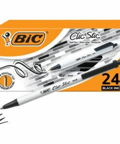 BIC Clic Stic Fashion Retractable Ball Point Pen, Black, 24 Pack