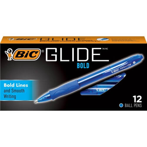 Blue BIC Glide Bold Pens