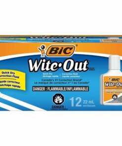 BIC Quick Dry Correction Fluid, White, 12 Pack